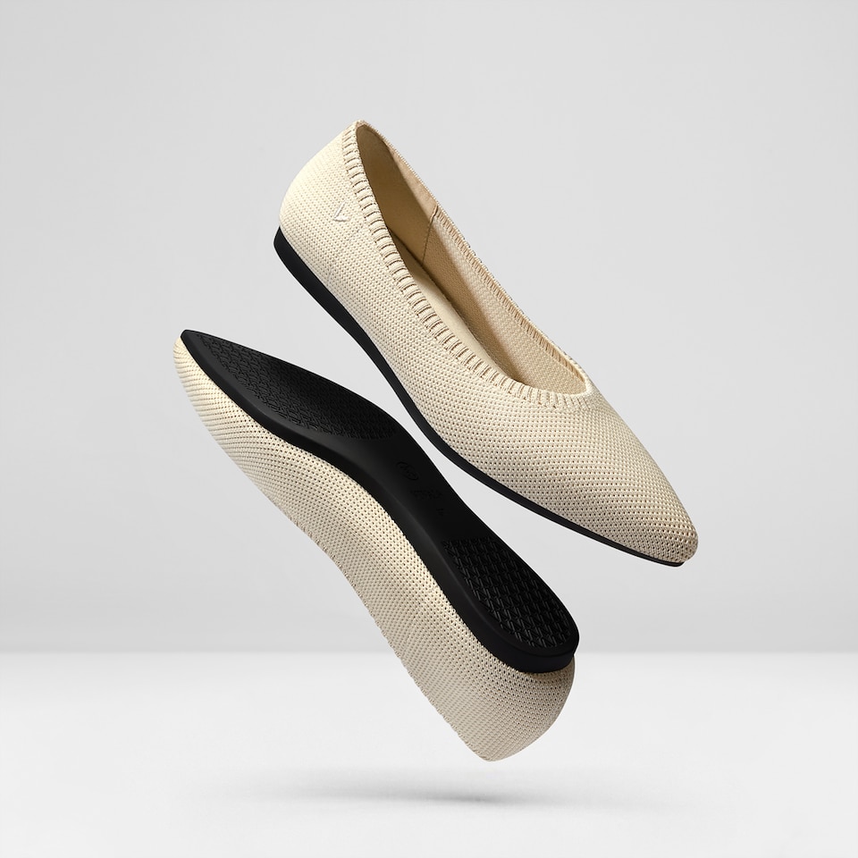 Aria 2.0 Pointy Flats in Natural Peach | Women's Sustainable, Washable and Stylish Shoes | VIVAIA