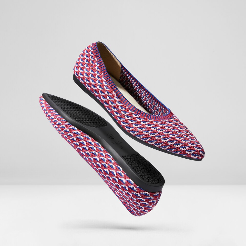Aria Pointy Flats in Pink Waves | Women's Sustainable,Washable and Stylish Shoes | VIVAIA