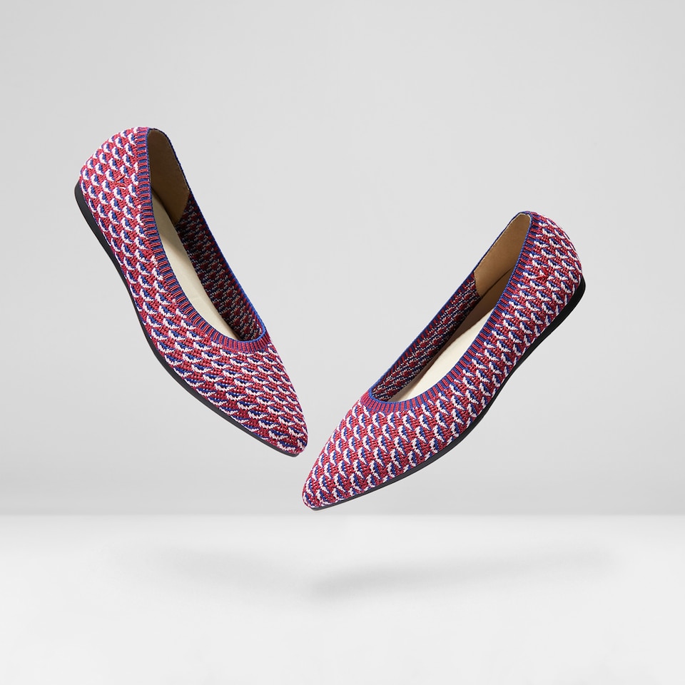 Aria Pointy Flats in Pink Waves | Women's Sustainable,Washable and Stylish Shoes | VIVAIA