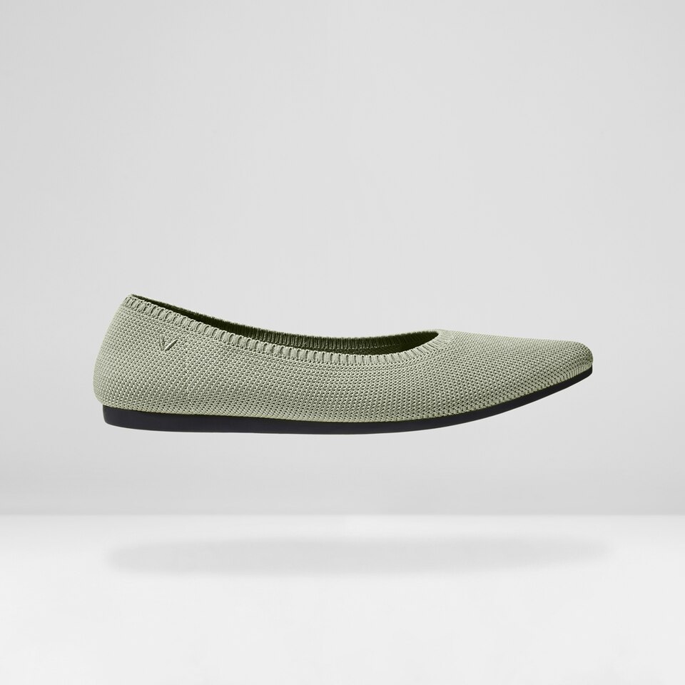 Aria 2.0 Pointy Flats in Mint Gray | Women's Sustainable, Washable and Stylish Shoes | VIVAIA