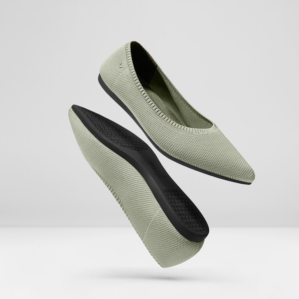 Aria 2.0 Pointy Flats in Mint Gray | Women's Sustainable, Washable and Stylish Shoes | VIVAIA