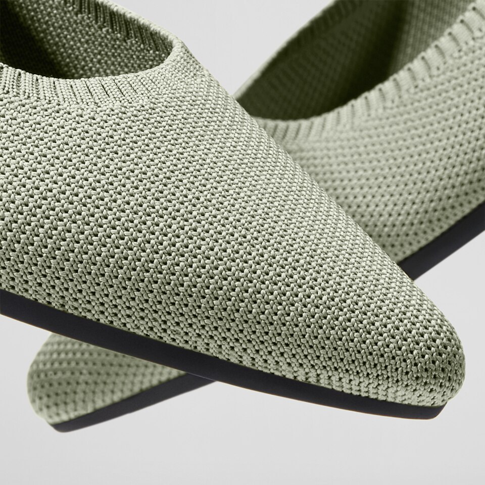 Aria 2.0 Pointy Flats in Mint Gray | Women's Sustainable, Washable and Stylish Shoes | VIVAIA