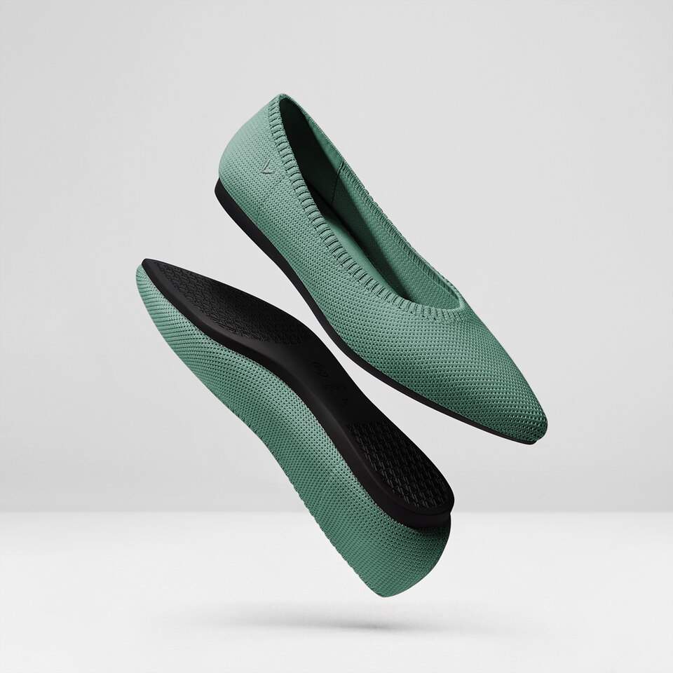 Aria 2.0 Pointy Flats in Teal Green | Women's Sustainable, Washable and Stylish Shoes | VIVAIA