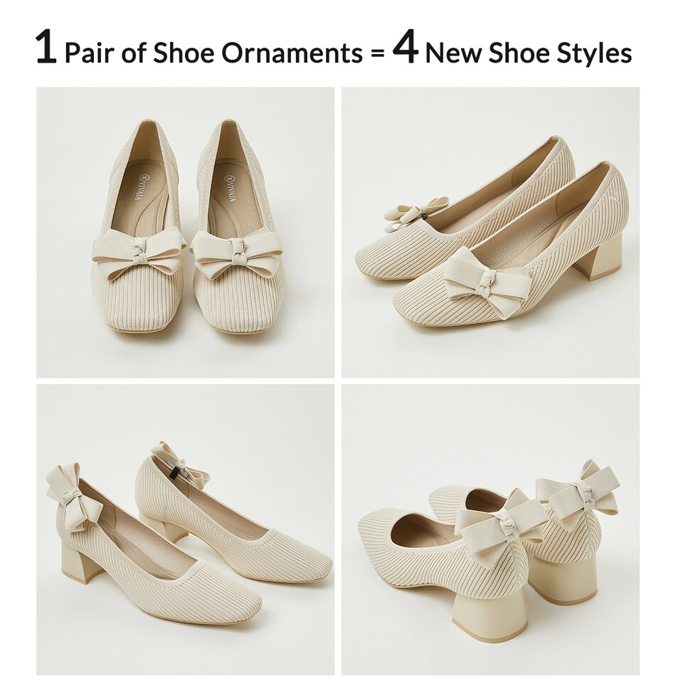Dora Removable Bows in Cream Ivory | Adorn Your VIVAIA Shoes
