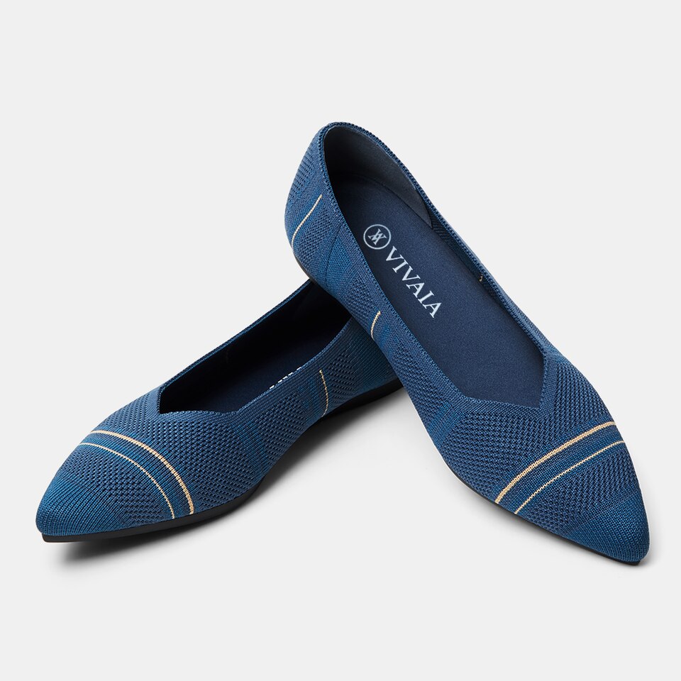 Avis Pointed-toe Flats in Denim Blue | Women's Sustainable, Washable and Stylish Shoes | VIVAIA