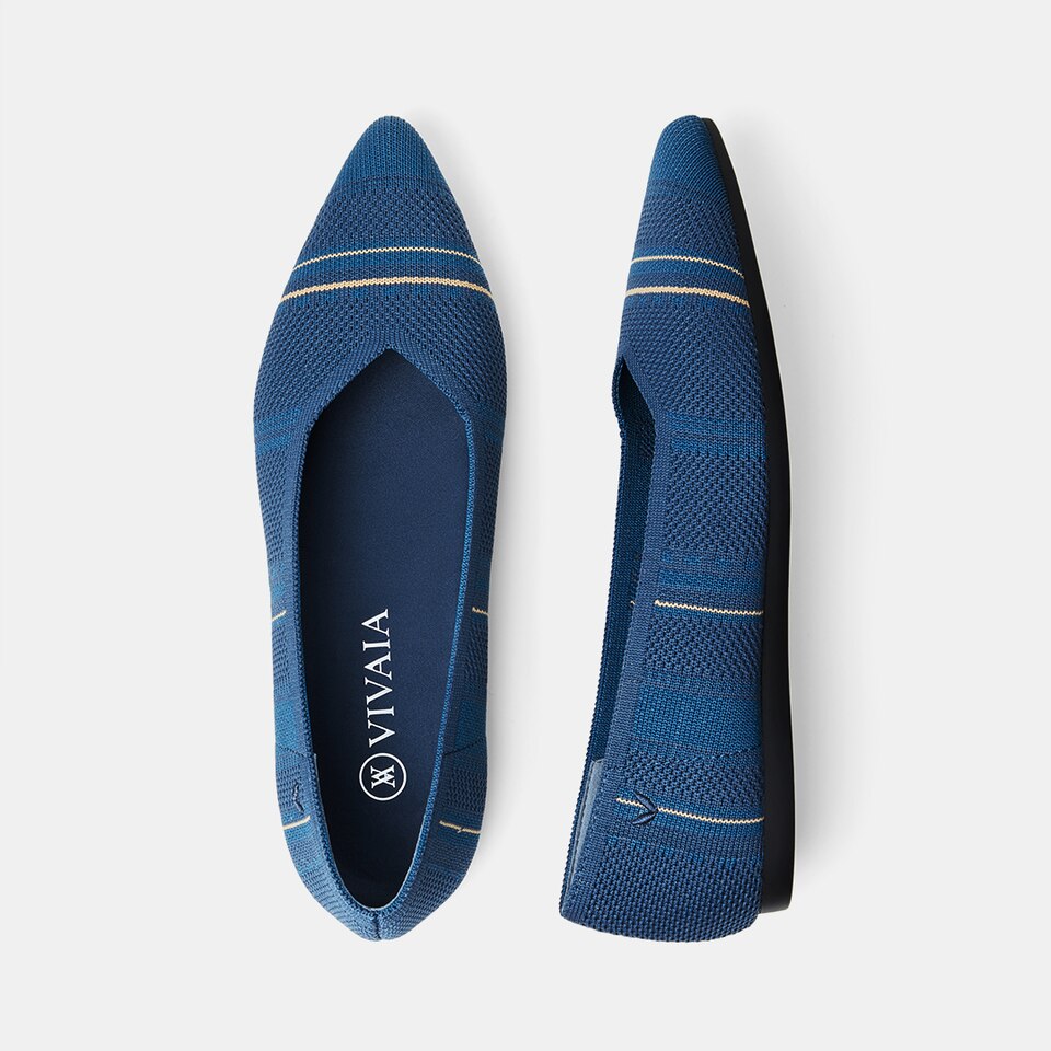 Avis Pointed-toe Flats in Denim Blue | Women's Sustainable, Washable and Stylish Shoes | VIVAIA