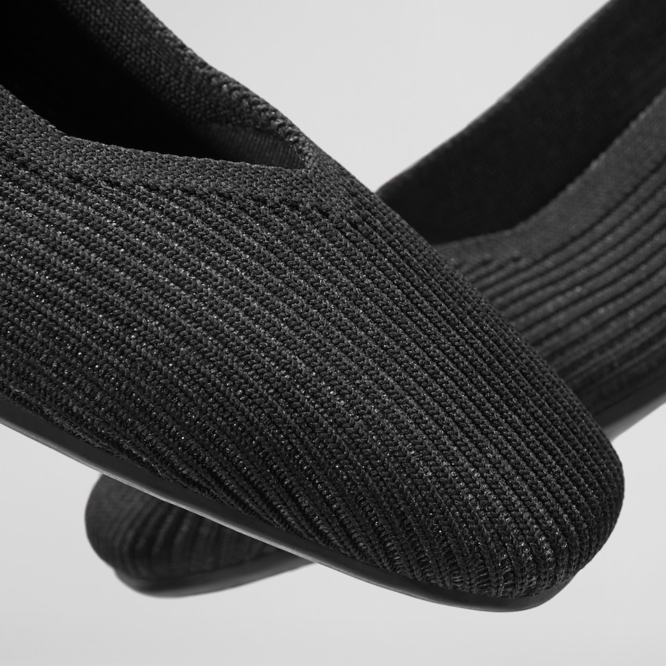 Margot Square-toe Flats in Deep Ebony | Women's Sustainable, Washable and Stylish Black Shoes | VIVAIA