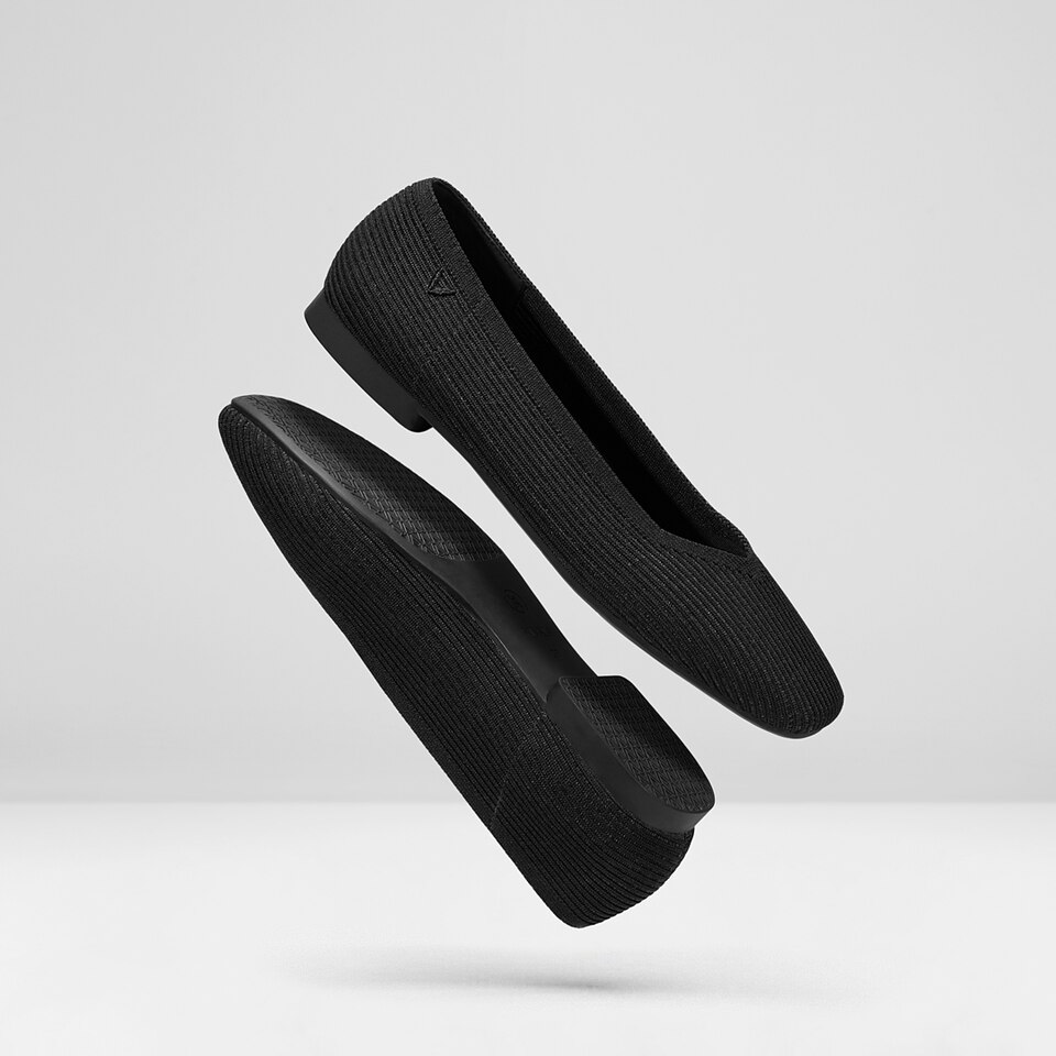 Margot Square-toe Flats in Deep Ebony | Women's Sustainable, Washable and Stylish Black Shoes | VIVAIA