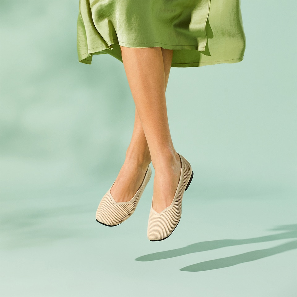 Margot Square-toe Flats in Cream Ivory | Women's Sustainable, Washable and Stylish Shoes | VIVAIA