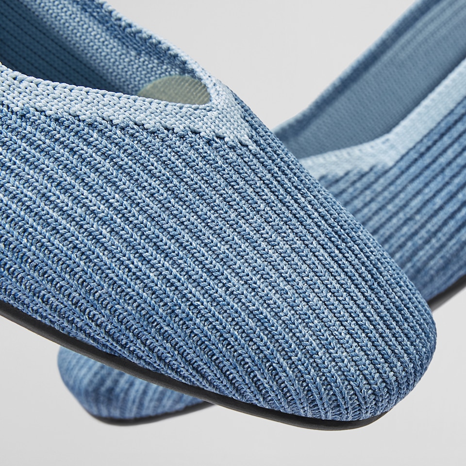 Margot Square-toe Flats in Denim Blue | Women's Sustainable, Washable and Stylish Shoes | VIVAIA