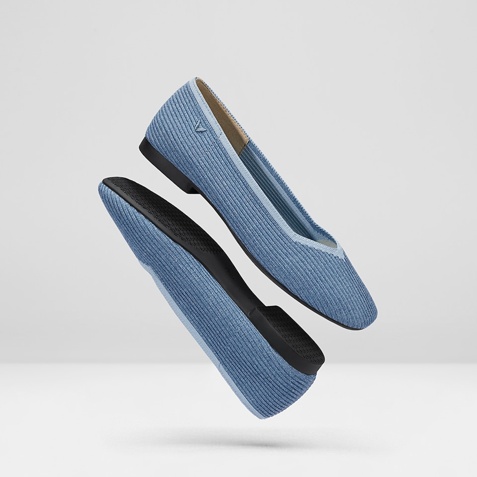 Margot Square-toe Flats in Denim Blue | Women's Sustainable, Washable and Stylish Shoes | VIVAIA
