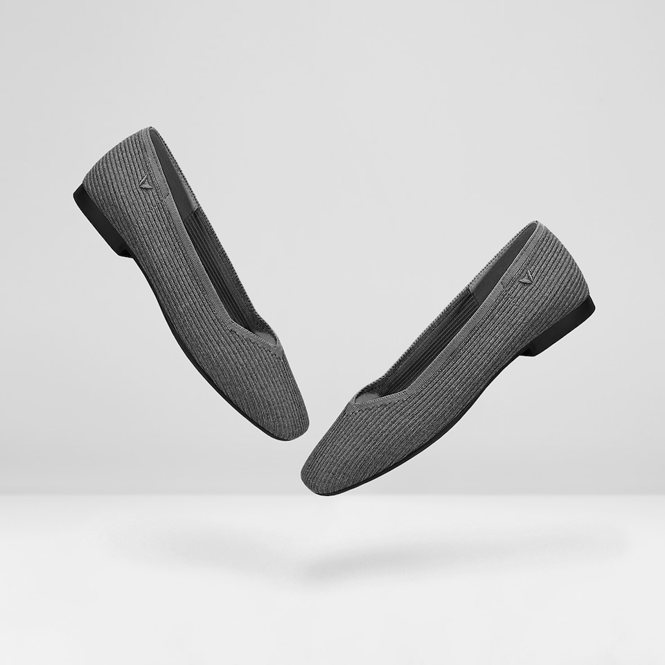 Margot Square-toe Flats in Rich Grey | Women's Sustainable, Washable and Stylish Shoes | VIVAIA