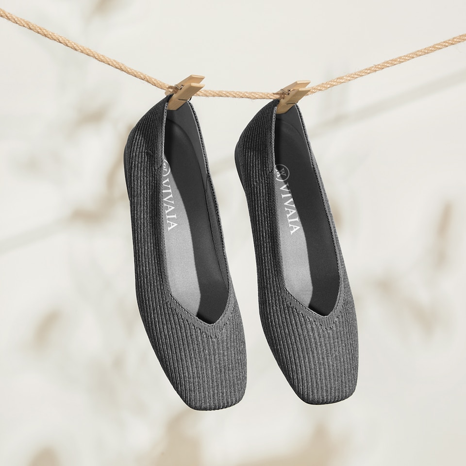 Margot Square-toe Flats in Rich Grey | Women's Sustainable, Washable and Stylish Shoes | VIVAIA