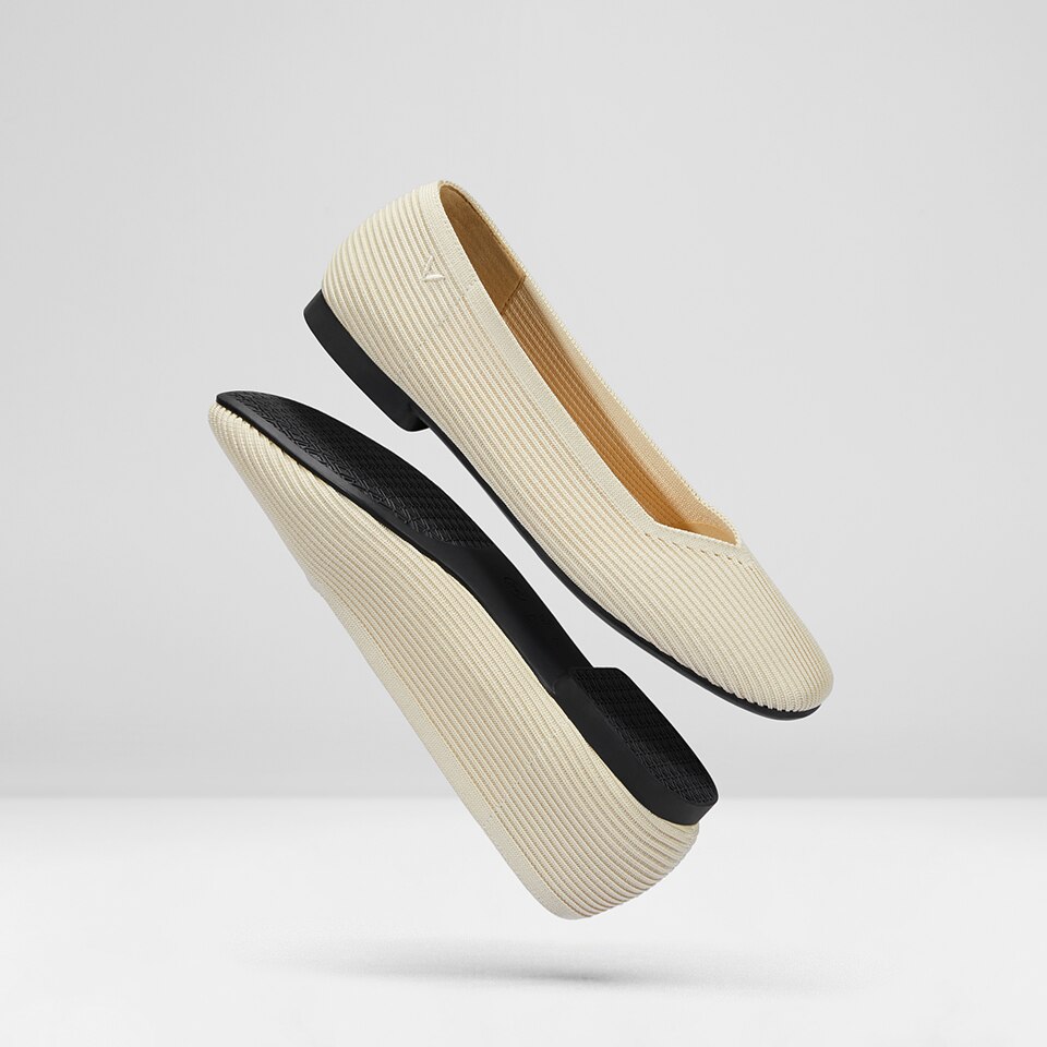Margot Square-toe Flats in Cream Ivory | Women's Sustainable, Washable and Stylish Shoes | VIVAIA
