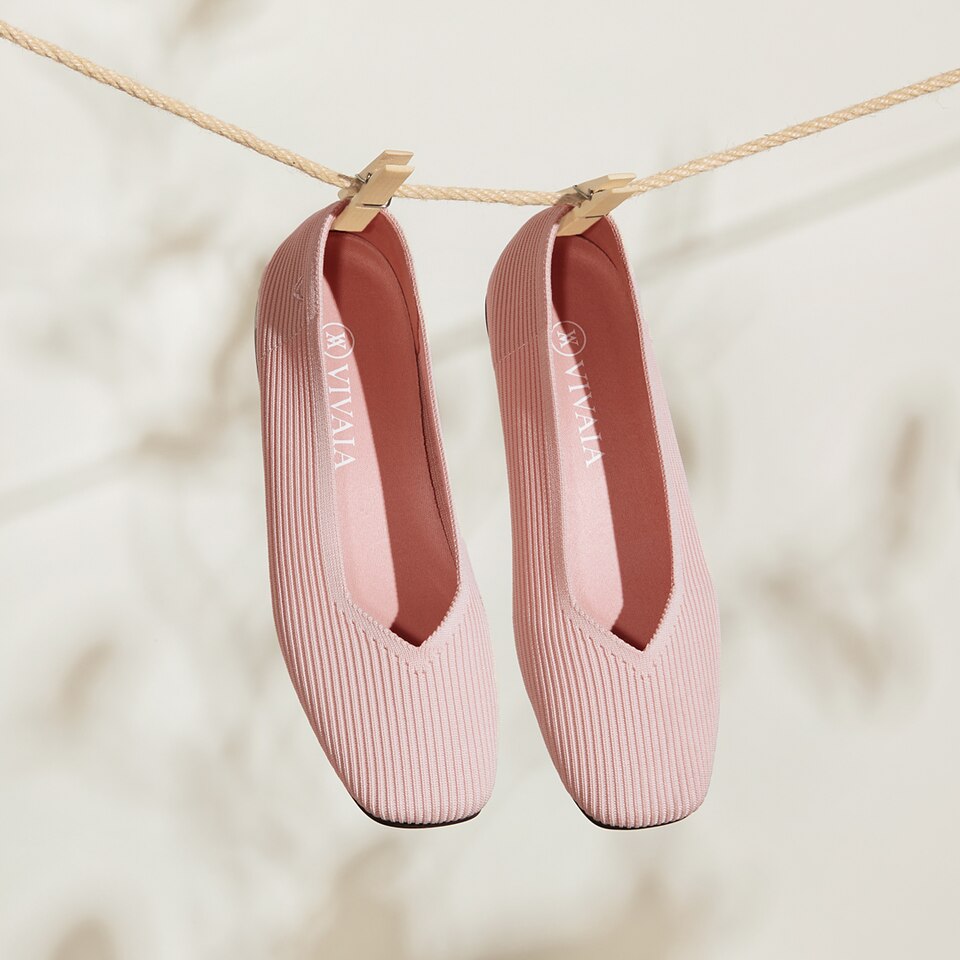 Margot Square-toe Flats in Ash Rose | Women's Sustainable, Washable and Stylish Shoes | VIVAIA