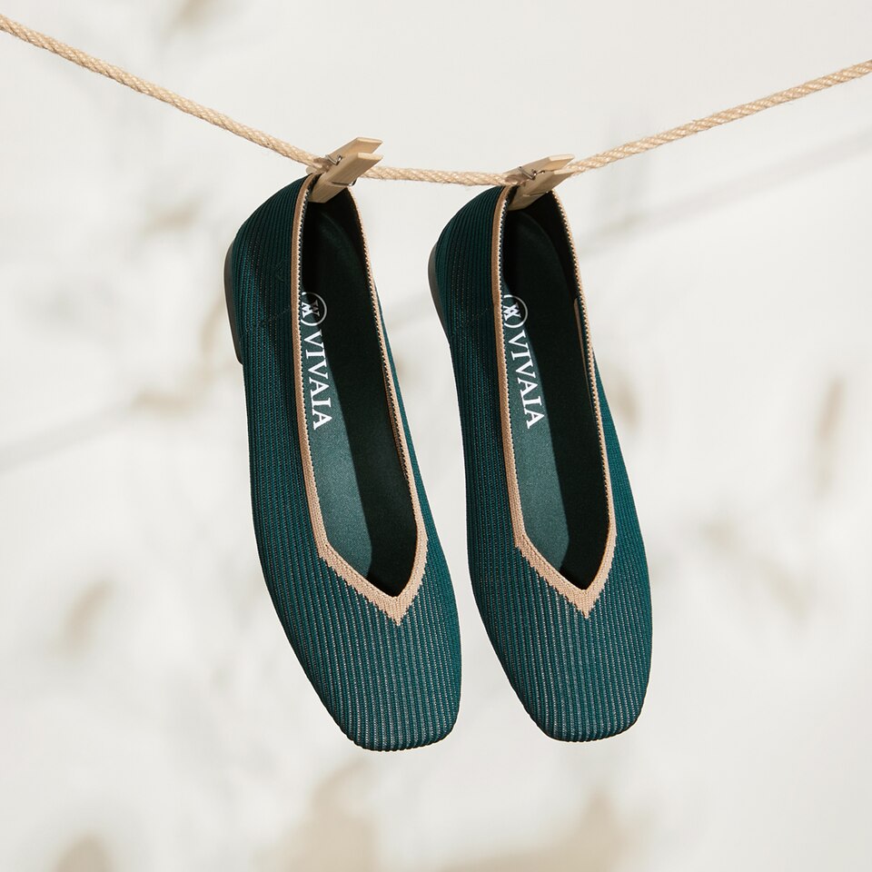 Margot Square-toe Flats in Sacramento Green | Women's Sustainable, Washable and Stylish Shoes | VIVAIA