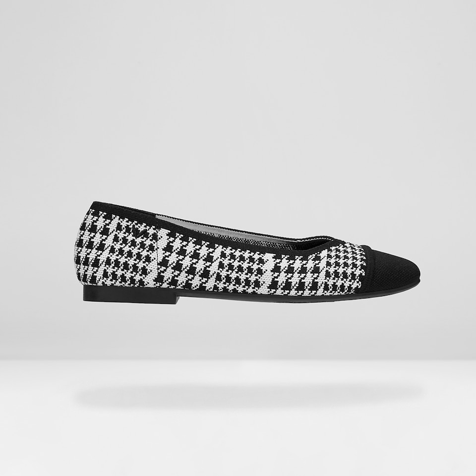 Margot Square-toe Flats in Black Houndstooth | Women's Sustainable, Washable and Stylish Shoes | VIVAIA