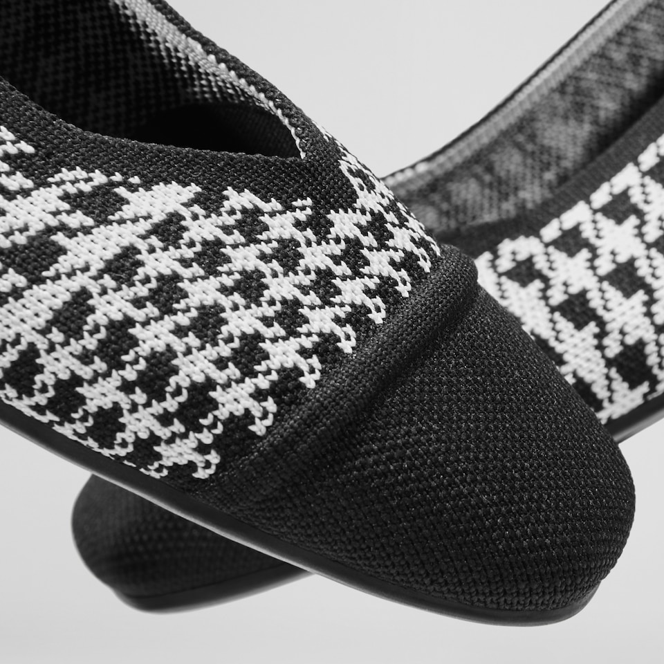 Margot Square-toe Flats in Black Houndstooth | Women's Sustainable, Washable and Stylish Shoes | VIVAIA