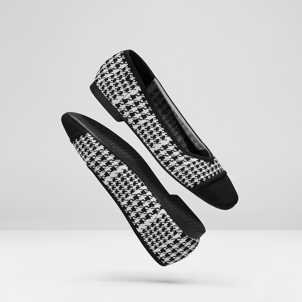 Margot Square-toe Flats in Black Houndstooth | Women's Sustainable, Washable and Stylish Shoes | VIVAIA