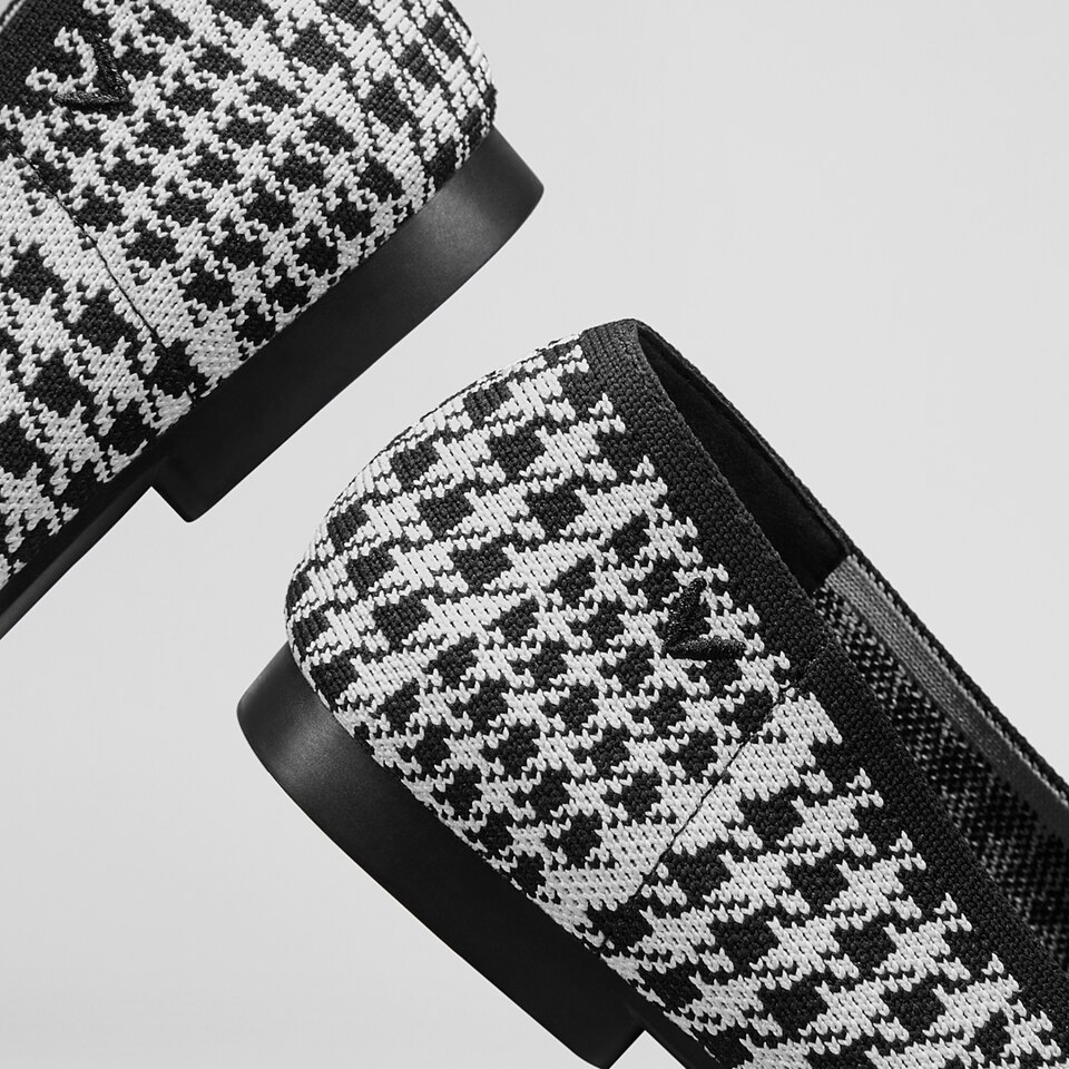 Margot Square-toe Flats in Black Houndstooth | Women's Sustainable, Washable and Stylish Shoes | VIVAIA