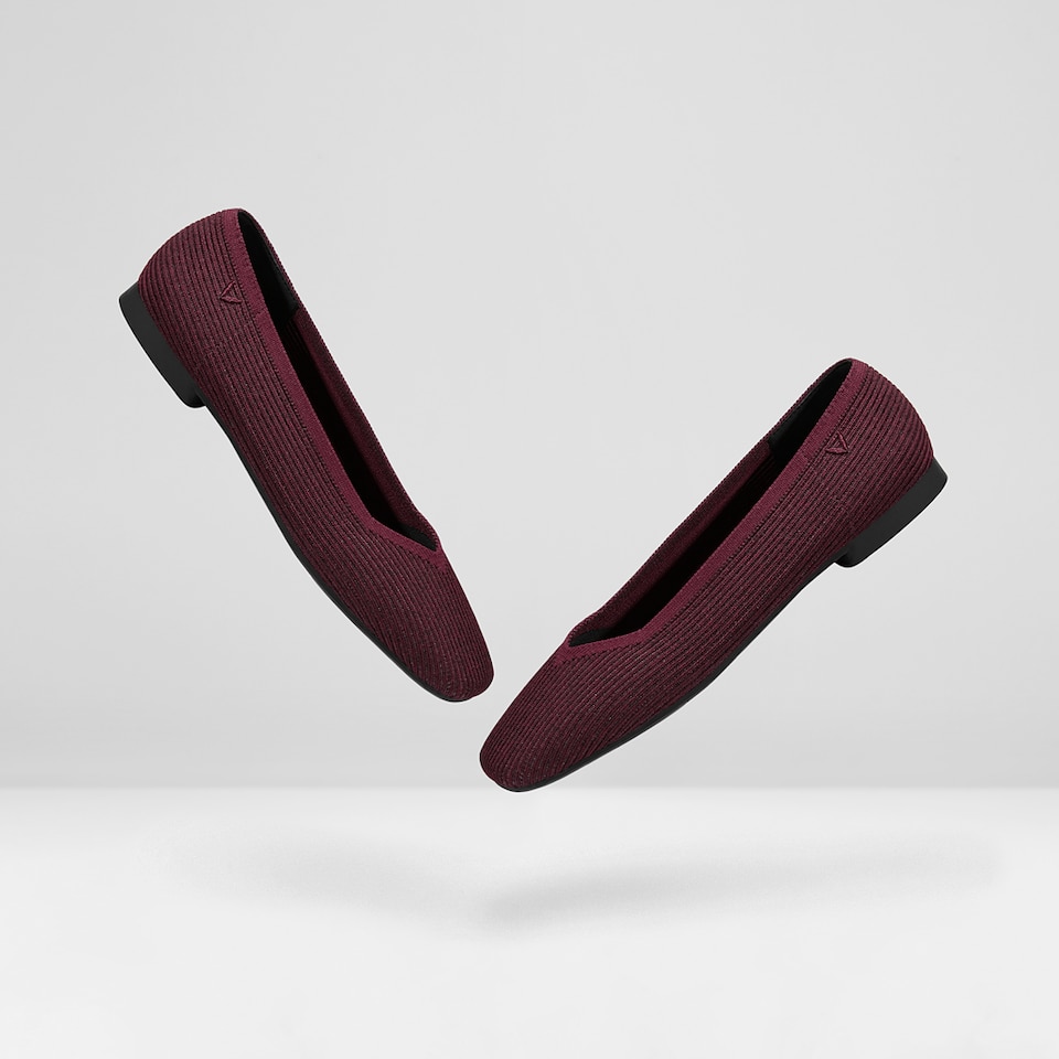 Margot Square-toe Flats in Wine Red | Women's Sustainable, Washable and Stylish Shoes | VIVAIA
