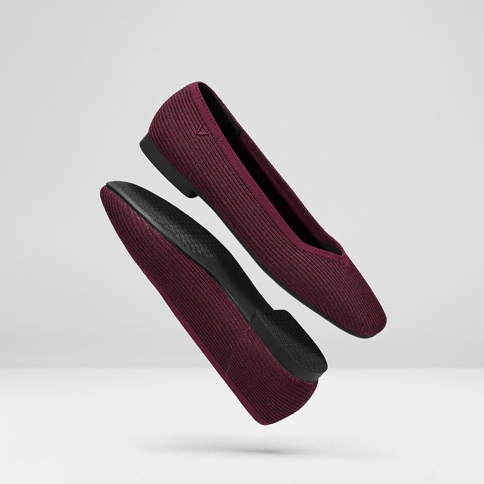 Margot Square-toe Flats in Wine Red | Women's Sustainable, Washable and Stylish Shoes | VIVAIA
