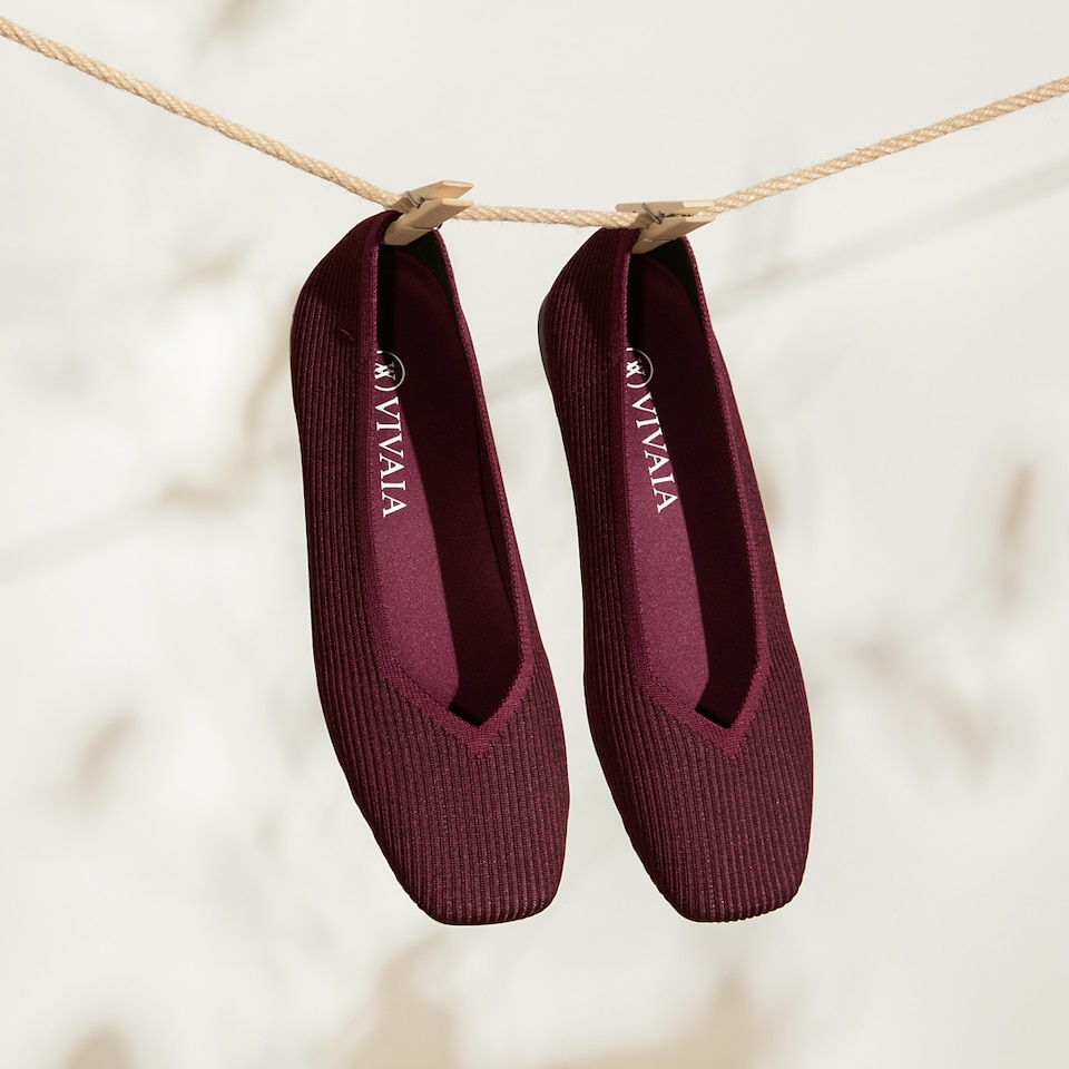 Margot Square-toe Flats in Wine Red | Women's Sustainable, Washable and Stylish Shoes | VIVAIA