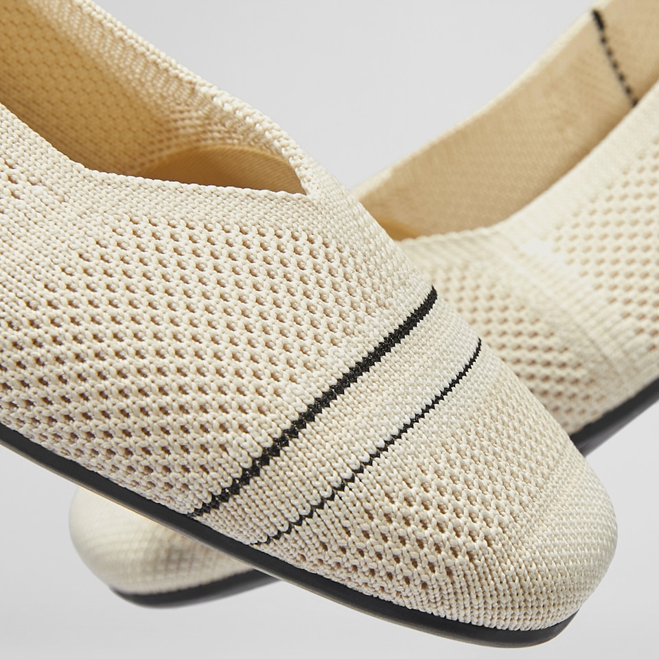 Margot Square-toe Flats in Striped Cream | Women's Sustainable, Washable and Stylish Shoes | VIVAIA