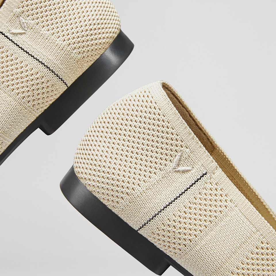 Margot Square-toe Flats in Striped Cream | Women's Sustainable, Washable and Stylish Shoes | VIVAIA