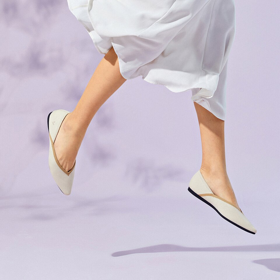 Vienna Pointy Flats in Cream Ivory | Women's Sustainable, Washable and Stylish Shoes | VIVAIA