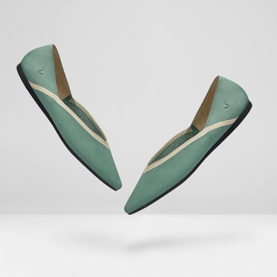 Vienna Pointy Flats in Teal Green | Women's Sustainable, Washable and Stylish Shoes | VIVAIA