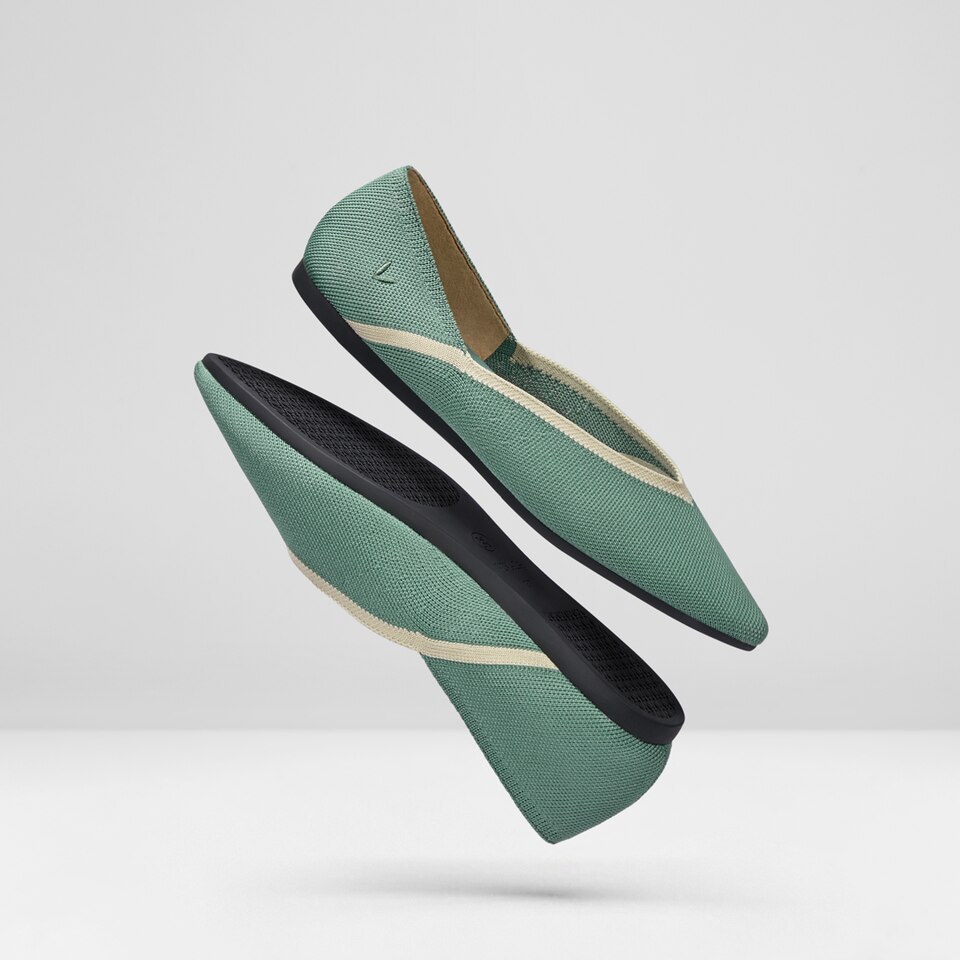 Vienna Pointy Flats in Teal Green | Women's Sustainable, Washable and Stylish Shoes | VIVAIA