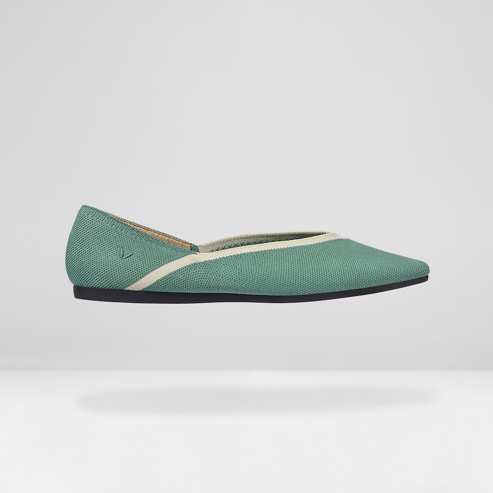 Vienna Pointy Flats in Teal Green | Women's Sustainable, Washable and Stylish Shoes | VIVAIA