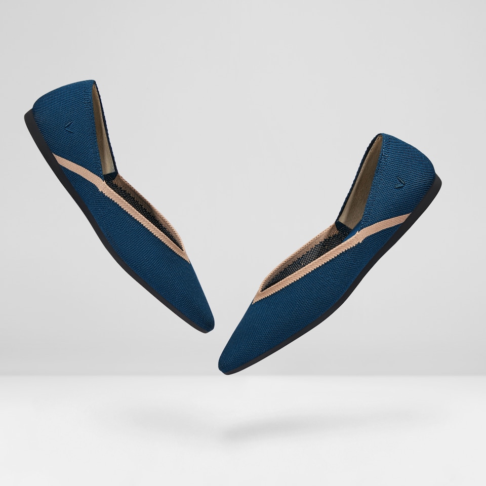 Vienna Pointy Flats in Marine Blue | Women's Sustainable, Washable and Stylish Shoes | VIVAIA