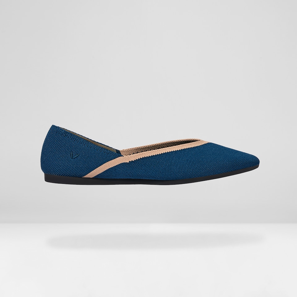 Vienna Pointy Flats in Marine Blue | Women's Sustainable, Washable and Stylish Shoes | VIVAIA