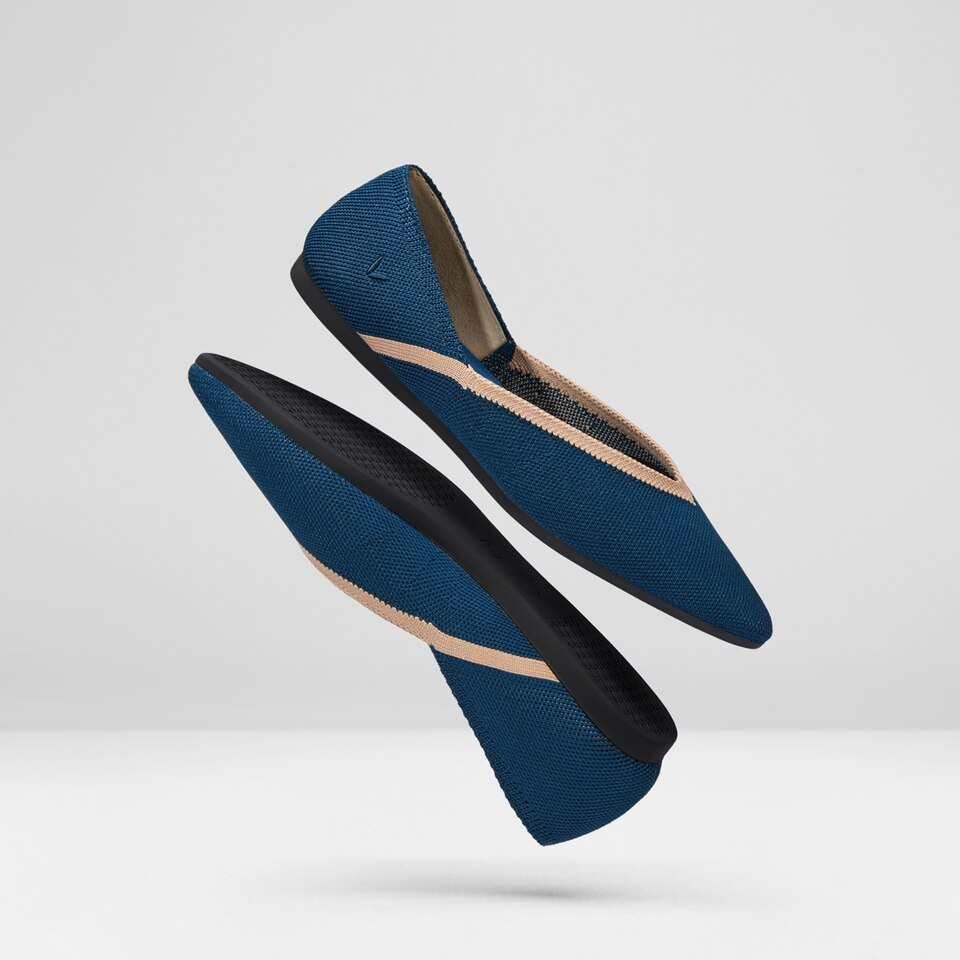 Vienna Pointy Flats in Marine Blue | Women's Sustainable, Washable and Stylish Shoes | VIVAIA