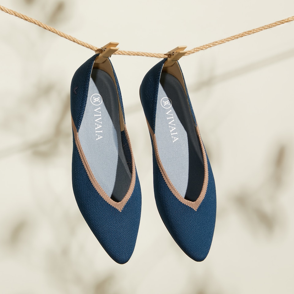 Vienna Pointy Flats in Marine Blue | Women's Sustainable, Washable and Stylish Shoes | VIVAIA