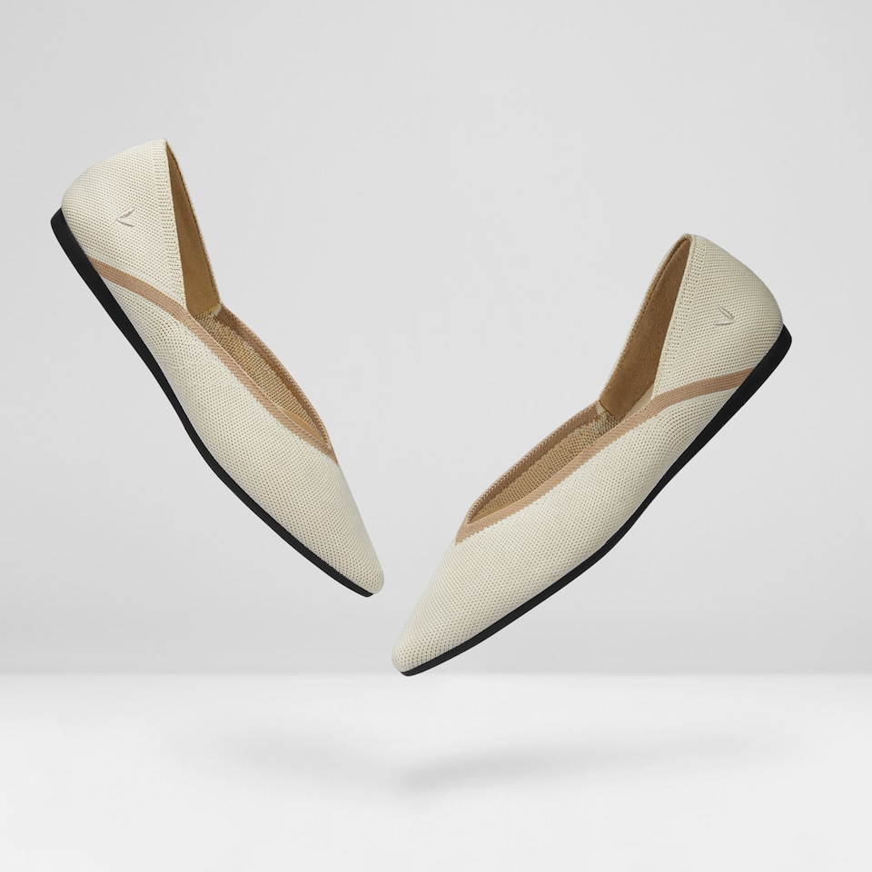 Vienna Pointy Flats in Cream Ivory | Women's Sustainable, Washable and Stylish Shoes | VIVAIA