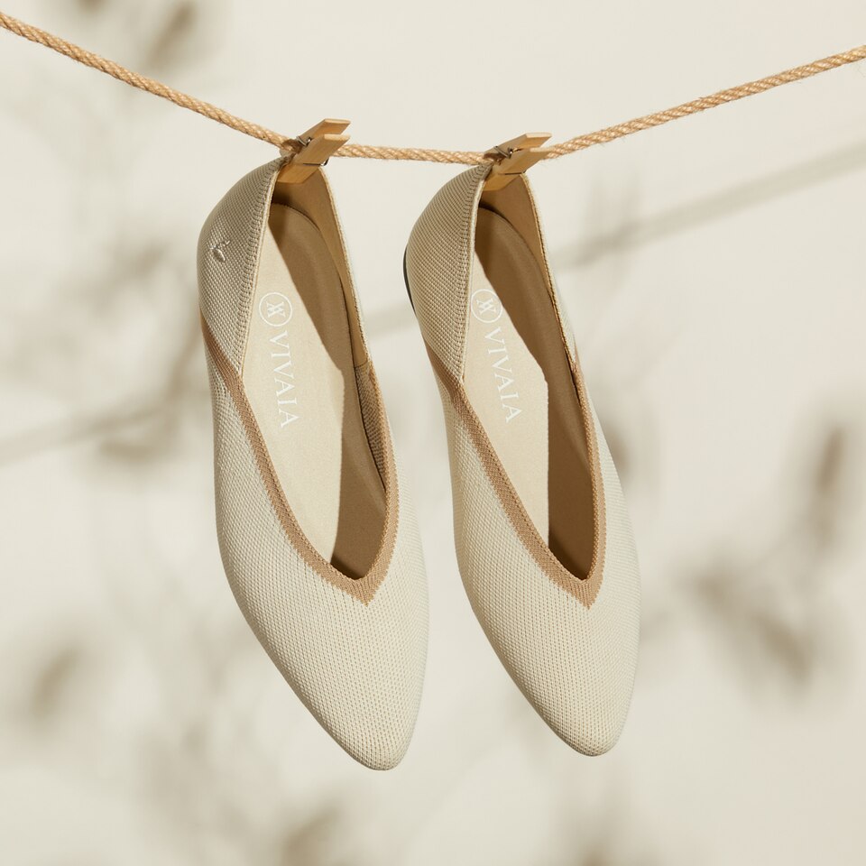 Vienna Pointy Flats in Cream Ivory | Women's Sustainable, Washable and Stylish Shoes | VIVAIA