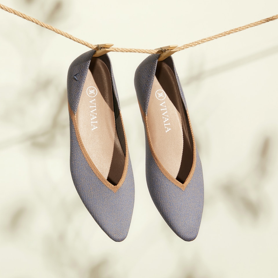 Vienna Pointy Flats in Sandy Blue | Women's Sustainable, Washable and Stylish Shoes | VIVAIA