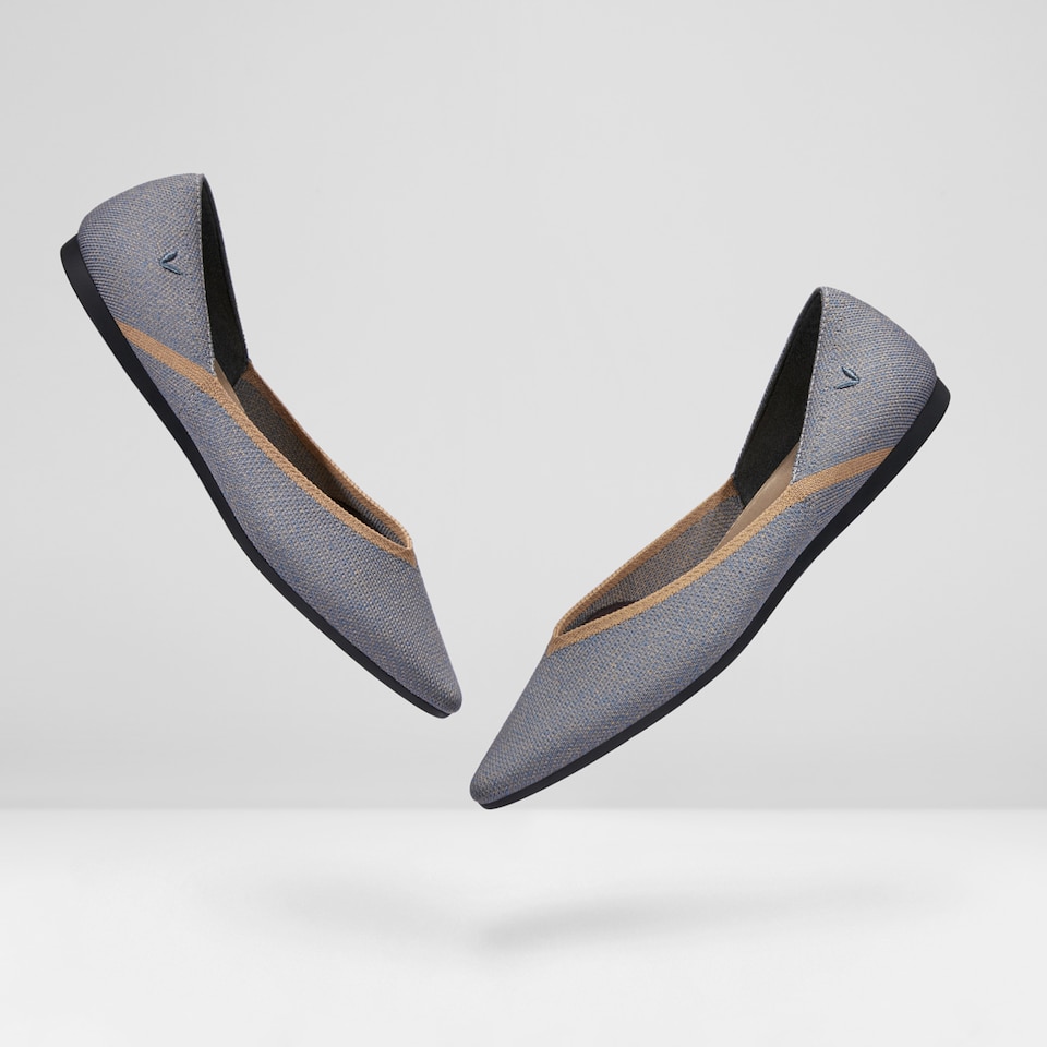 Vienna Pointy Flats in Sandy Blue | Women's Sustainable, Washable and Stylish Shoes | VIVAIA