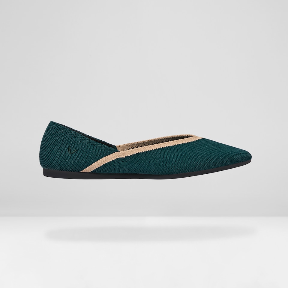 Vienna Pointy Flats in Deep Peacock | Women's Sustainable, Washable and Stylish Shoes | VIVAIA