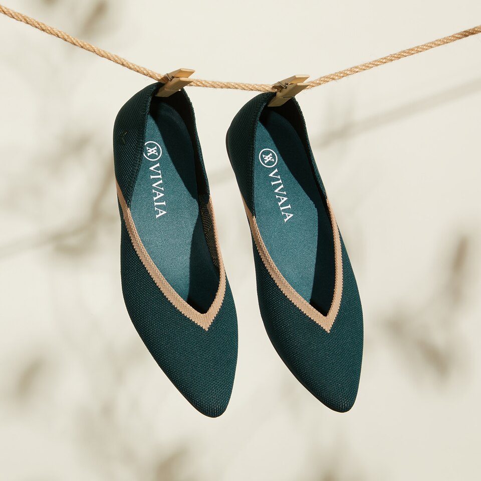 Vienna Pointy Flats in Deep Peacock | Women's Sustainable, Washable and Stylish Shoes | VIVAIA