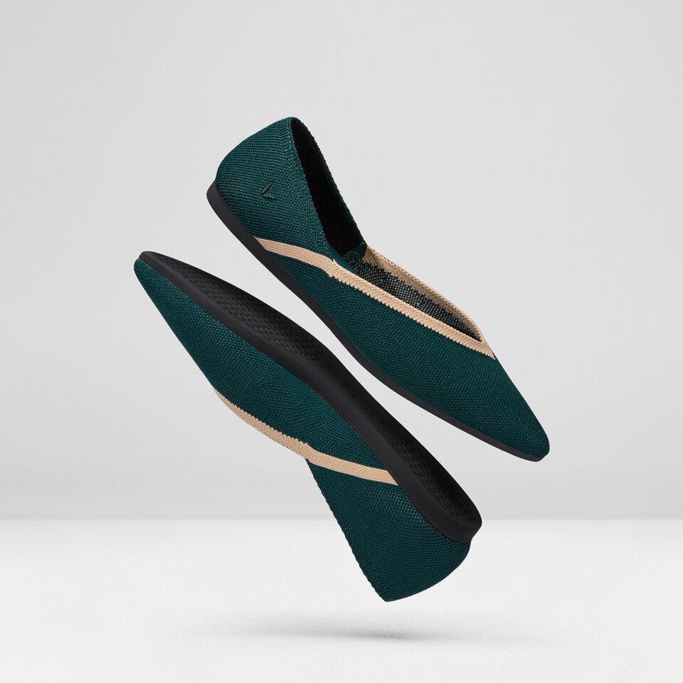 Vienna Pointy Flats in Deep Peacock | Women's Sustainable, Washable and Stylish Shoes | VIVAIA