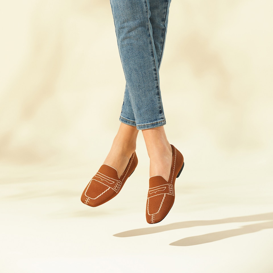Sierra Square-toe Loafers in Natural Brown | Women's Sustainable, Washable and Stylish Shoes | VIVAIA