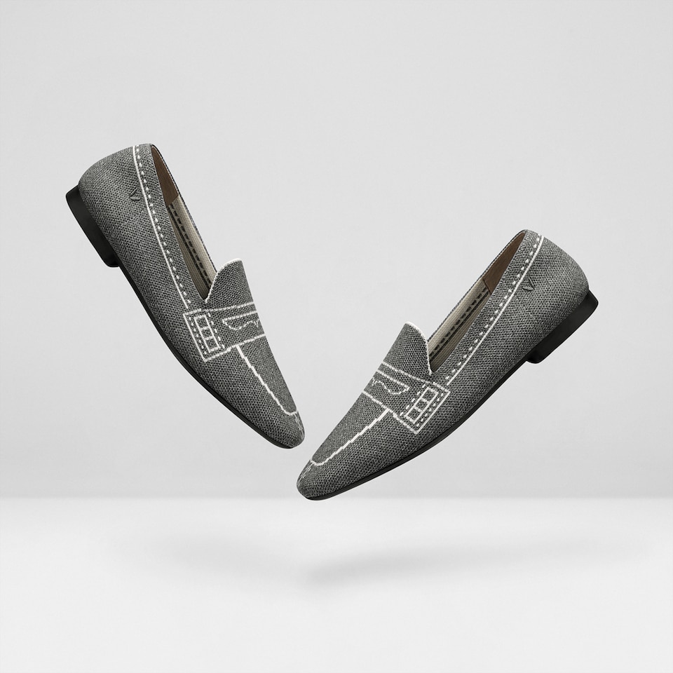 Sierra Square-toe Loafers in Rich Grey | Women's Sustainable, Washable and Stylish Shoes | VIVAIA