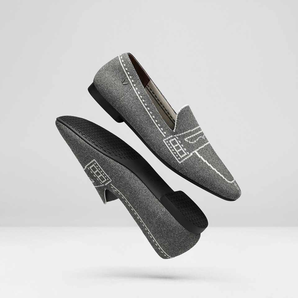 Sierra Square-toe Loafers in Rich Grey | Women's Sustainable, Washable and Stylish Shoes | VIVAIA
