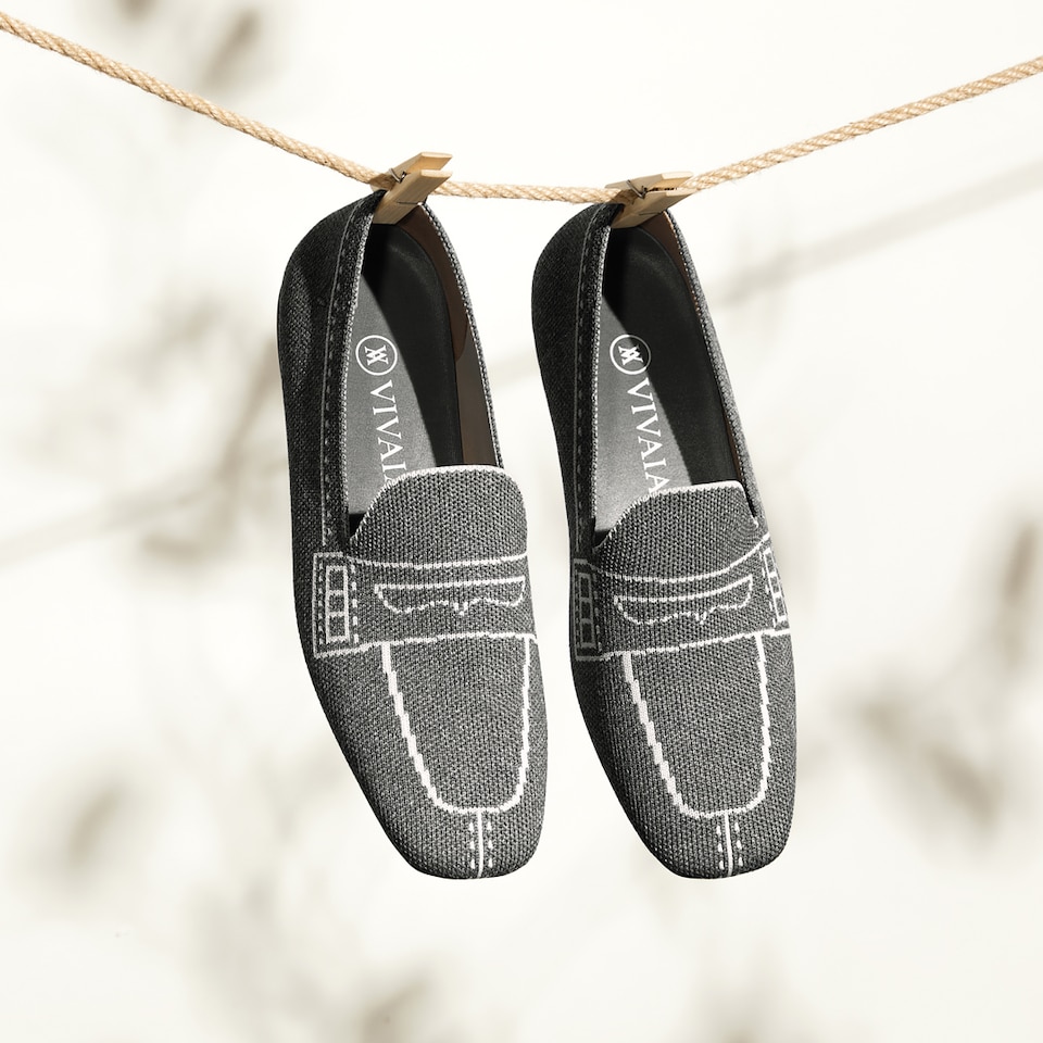 Sierra Square-toe Loafers in Rich Grey | Women's Sustainable, Washable and Stylish Shoes | VIVAIA