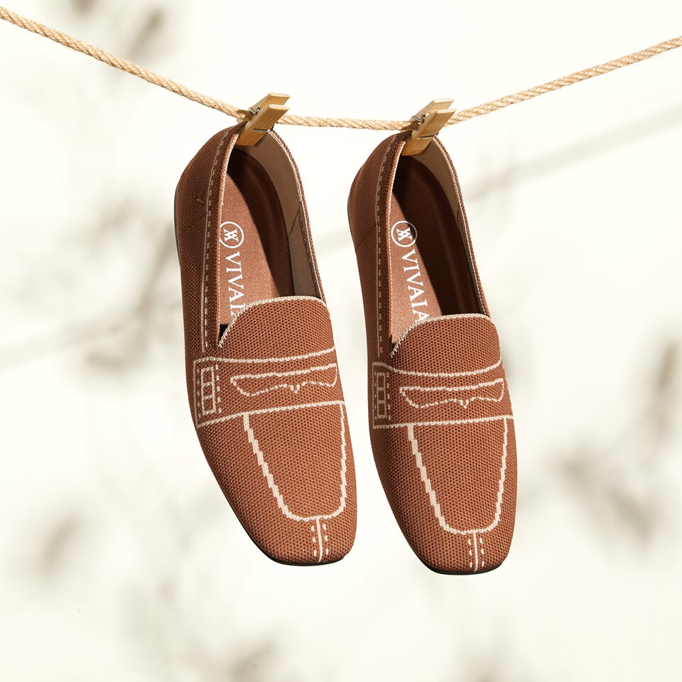 Sierra Square-toe Loafers in Natural Brown | Women's Sustainable, Washable and Stylish Shoes | VIVAIA