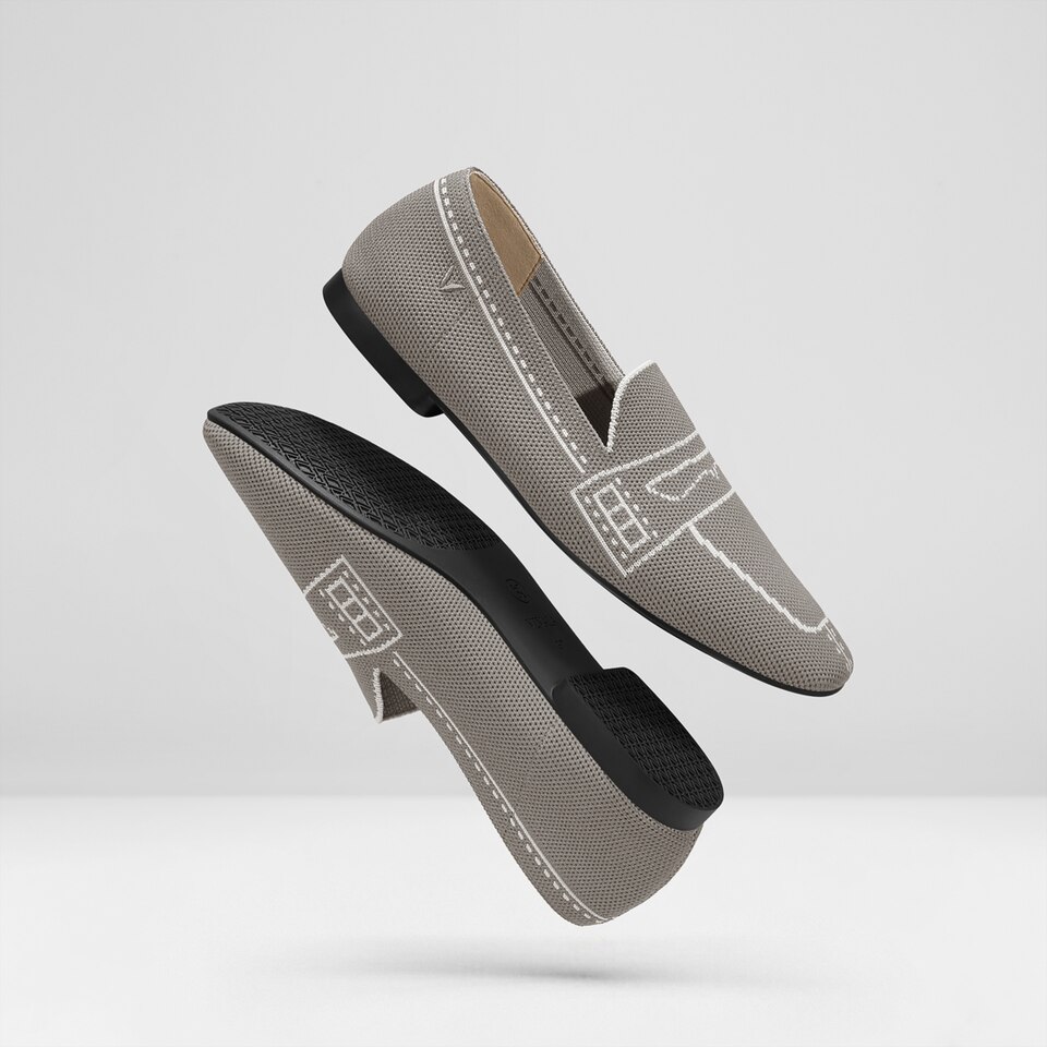 Sierra Square-toe Loafers in Pale Grey | Women's Sustainable, Washable and Stylish Shoes | VIVAIA